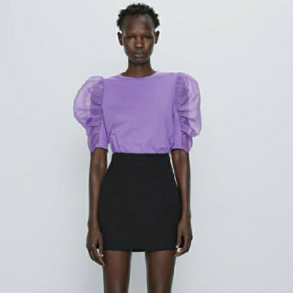 Purple Puff Sleeve Top